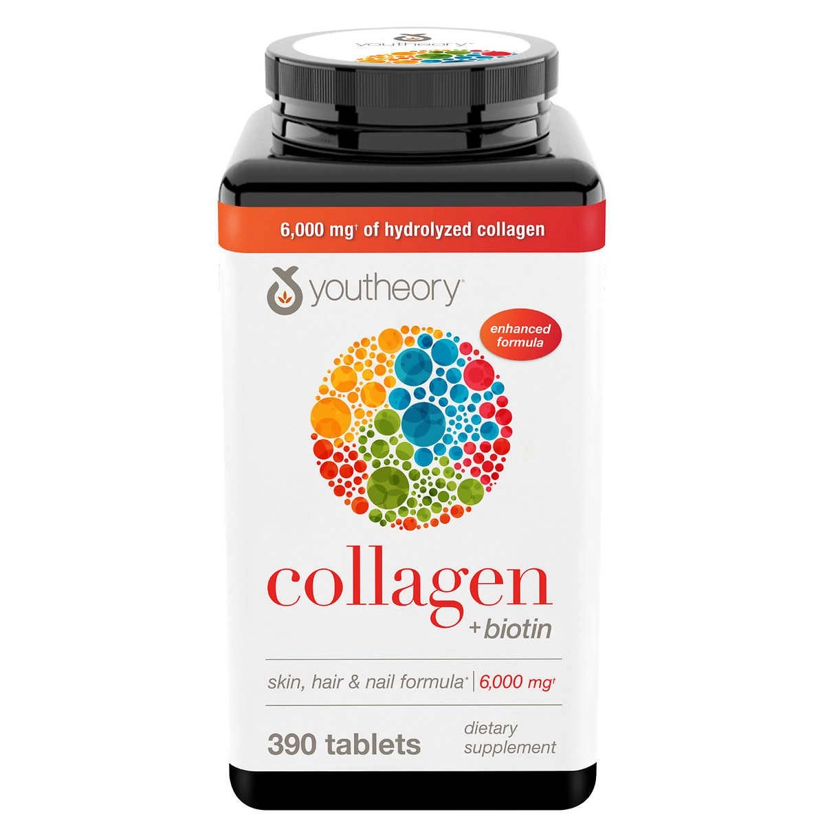 Viên uống đẹp da, móng, tóc Collagen + Biotin Youtheory lọ 390 viên