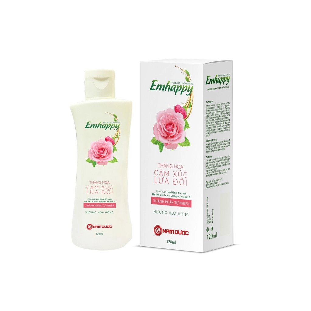Dung dịch vệ sinh phụ nữ Emhappy Hoa Hồng Quyến Rũ hộp 1 chai 120ml