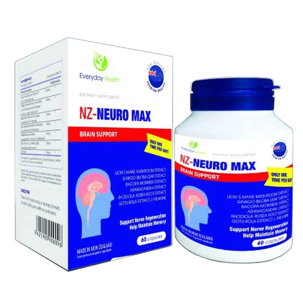 Hỗ trợ tăng cường tuần hoàn và lưu thông máu não NZ - NEURO MAX hộp 1 lọ 60 viên nang cứng