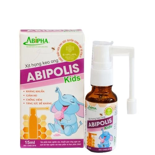 Xịt họng keo ong Abipolis Kids hộp 1 chai 15ml