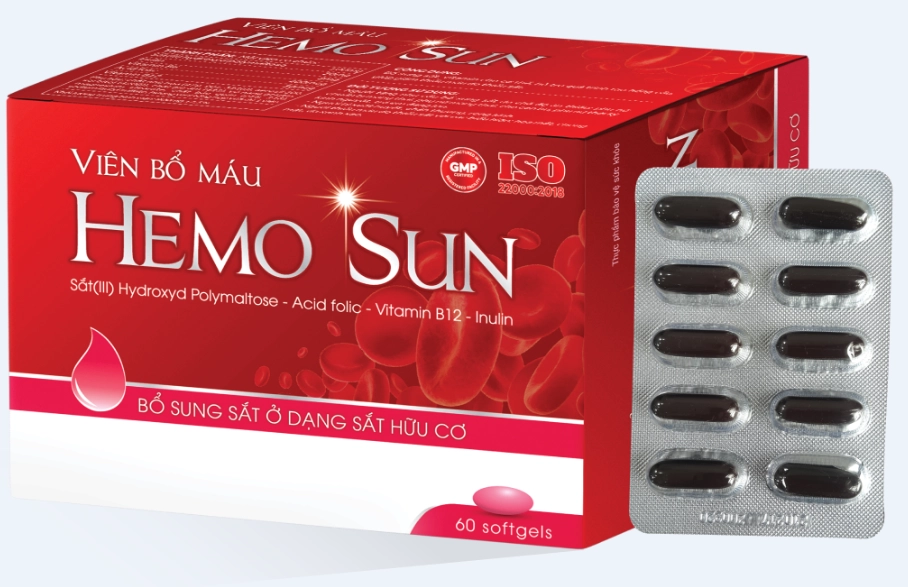 Viên uống bổ máu, bổ sung sắt Hemo Sun hộp 6 vỉ x 10 viên