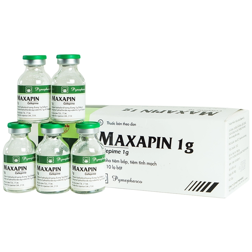 Điều trị nhiễm khuẩn hô hấp, đường tiết niệu Maxapin 1g Pymepharco hộp 10 lọ