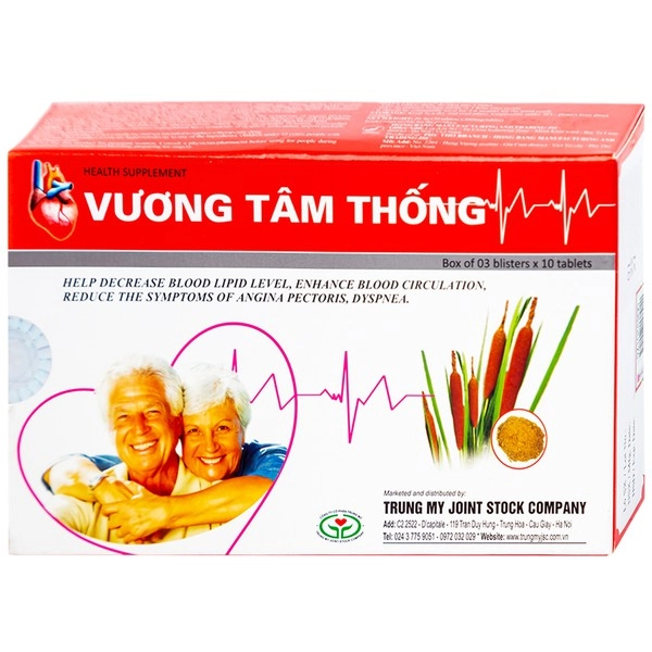 Viên uống hỗ trợ sức khoẻ tim mạch VƯƠNG TÂM THỐNG hộp 3 vỉ x 10 viên nén