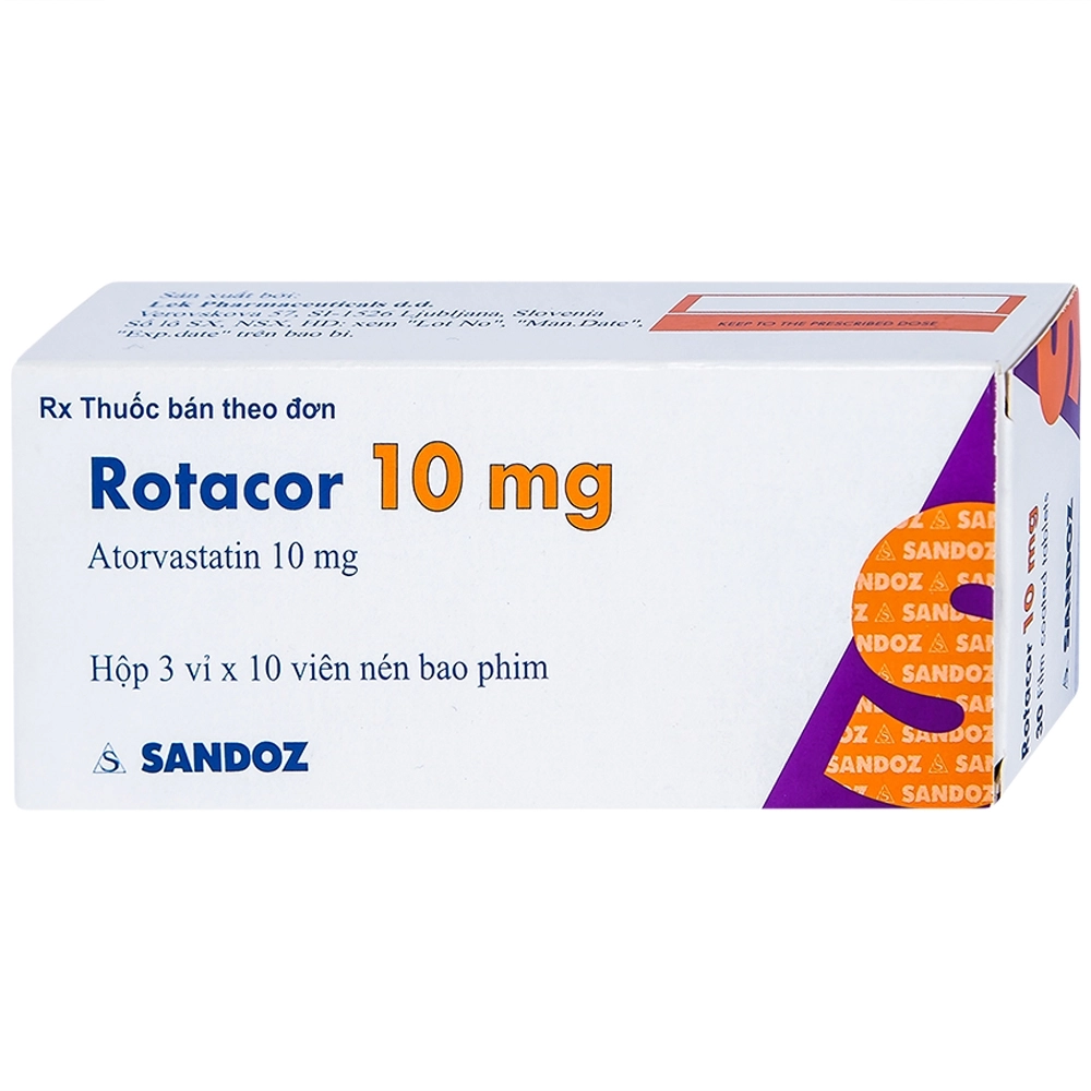Thuốc hạ mỡ máu Rotacor 10mg hộp 30 viên