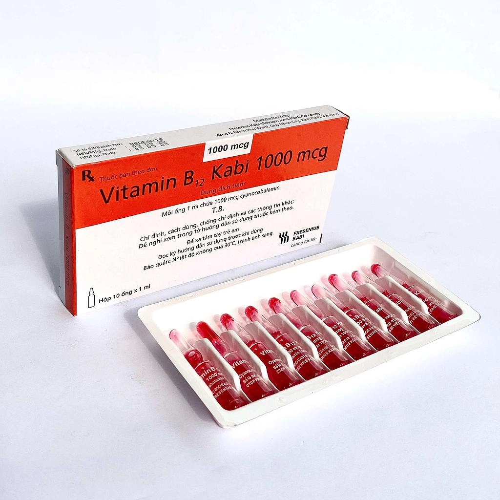 Dung dịch tiêm Vitamin B12 Kabi 1000mcg hộp 10 ống x 1ml