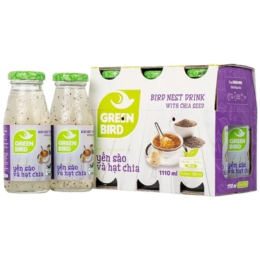 Giúp khỏe dáng đẹp da và bổ sung năng lượng nước yến sào và hạt chia Greenbird lốc 6 chai x 185ml
