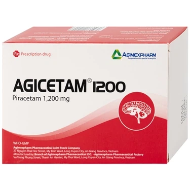 Thuốc điều trị chóng mặt, suy giảm trí nhớ, đột quỵ do thiếu máu cục bộ cấp Agicetam 1200 Agimexpharm hộp 3 vỉ x 10 viên