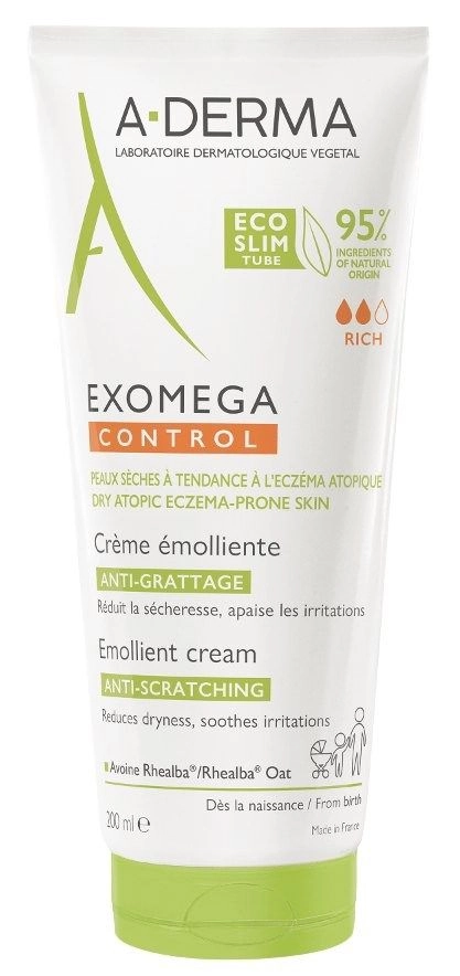 Kem dưỡng ẩm giảm ngứa, khô da A-DERMA Exomage Control Emollient Cream tuýp 200ml