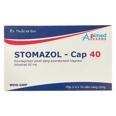 Điều trị viêm thực quản, trào ngược dạ dày, thực quản Stomazol - Cap 40 Apimed hộp 3 vỉ x 10 viên