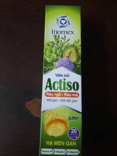 Viên sủi Actiso râu ngô rau má Inomex hộp 1 tuýp 20 viên