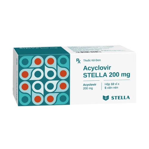 Thuốc kháng virus Acyclovir Stella 200mg  hộp 10 vỉ x 5 viên