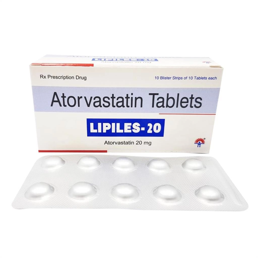 Thuốc hạ mỡ máu LIPILES - 20 Atorvastatin  hộp 10 vỉ x 10 viên
