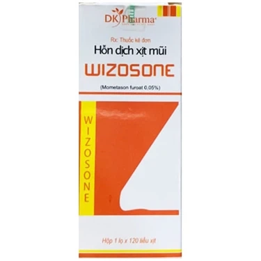 Hỗn dịch xịt mũi Wizosone hộp 1 lọ x 120 liều xịt.