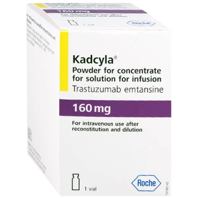 Điều trị bệnh ung thư vú giai đoạn đầu và ung thư vú giai đoạn di căn Kadcyla 160mg Roche hộp 1 lọ 160mg