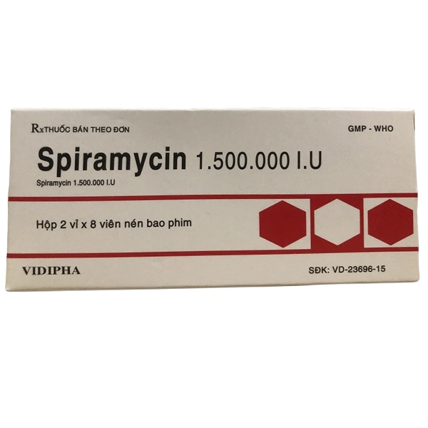 Thuốc kháng sinh Spiramycin 1.500.000 I.U Vidipha hộp 2 vỉ x 8 viên