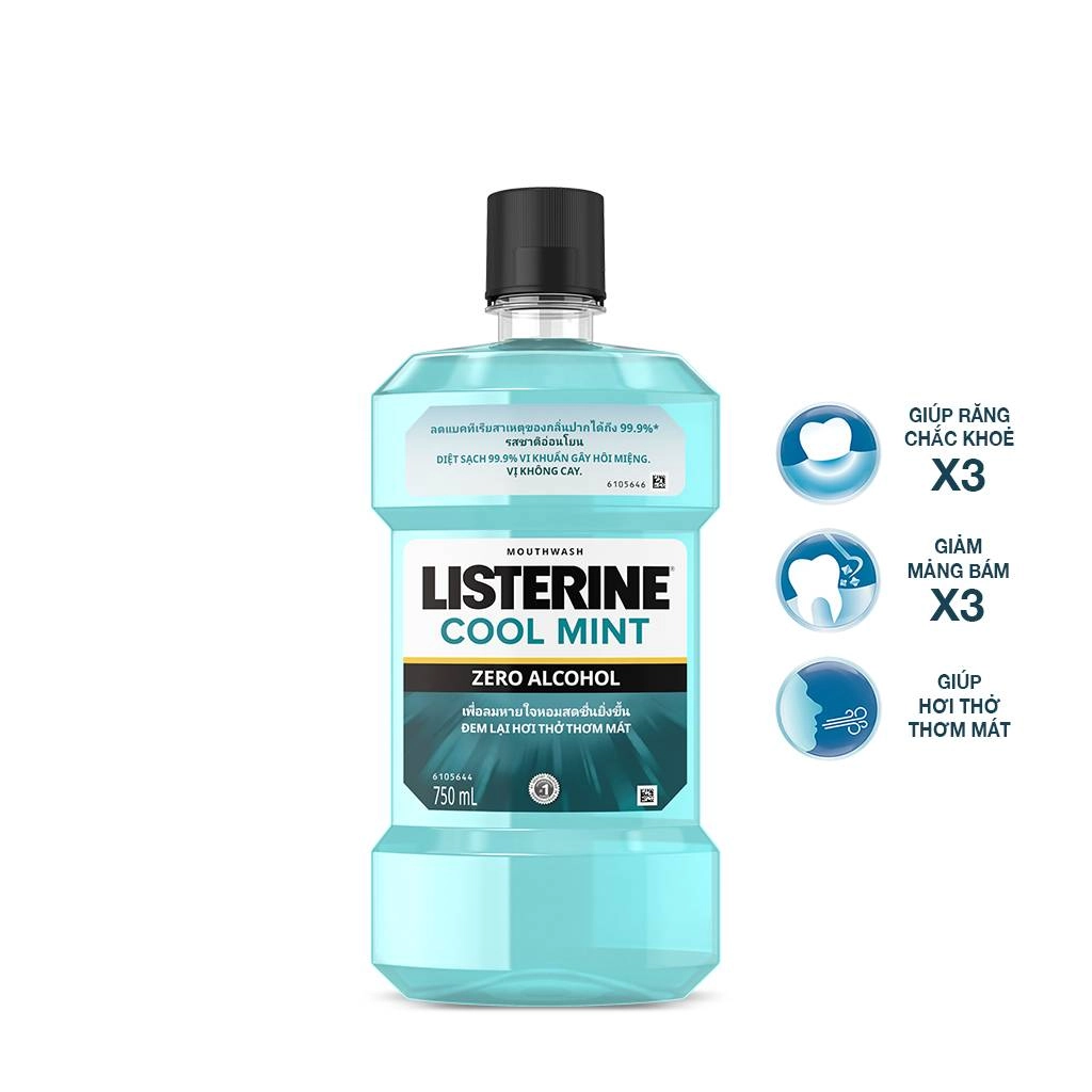 Nước súc miệng Listerine Cool Mint Zero Alcohol chai 750ml