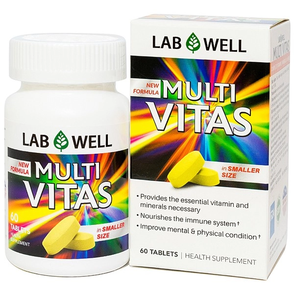Viên uống bổ sung Vitamin LAB WELL MULTIVITAS hộp 1 lọ 60 viên