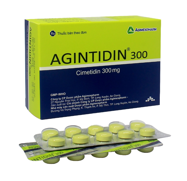 Thuốc trị loét dạ dày, tá tràng AGINTIDIN 300 hộp 10 vỉ x 10 viên