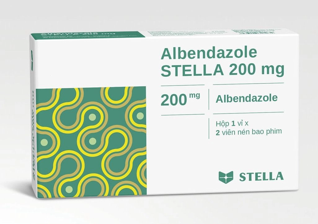 Thuốc trị giun sán Albendazol 200mg STELLA hộp 2 viên