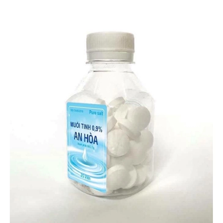 Muối tinh 0,9% An Hòa lọ 25 viên