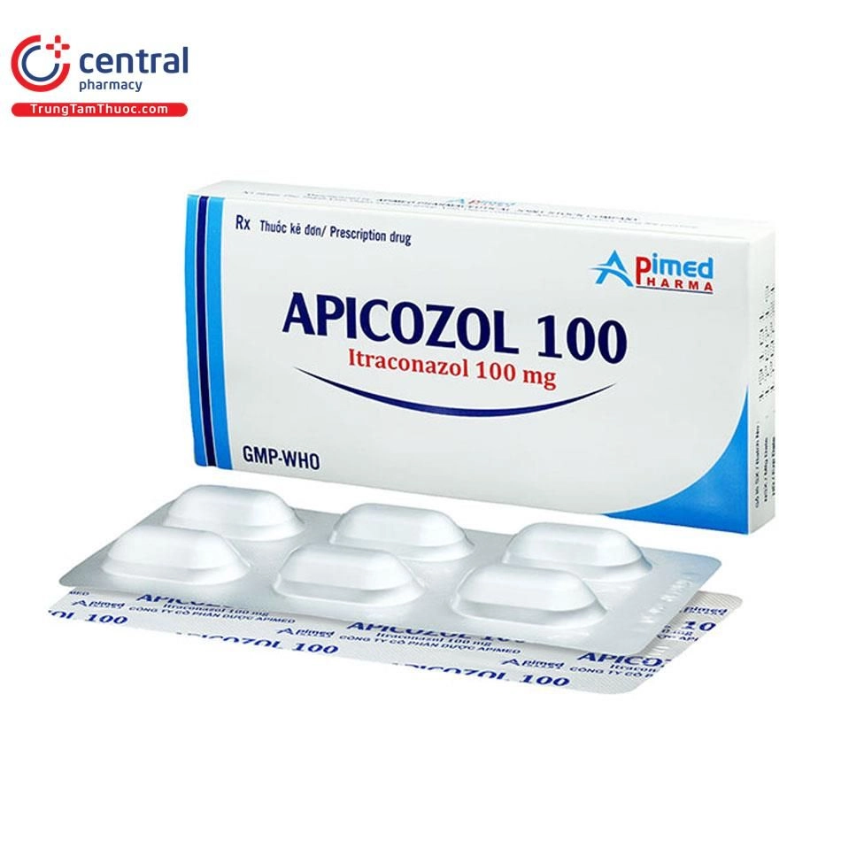 Hỗ trợ điều trị nấm APICOZOL 100 hộp 3 vỉ x 10 viên