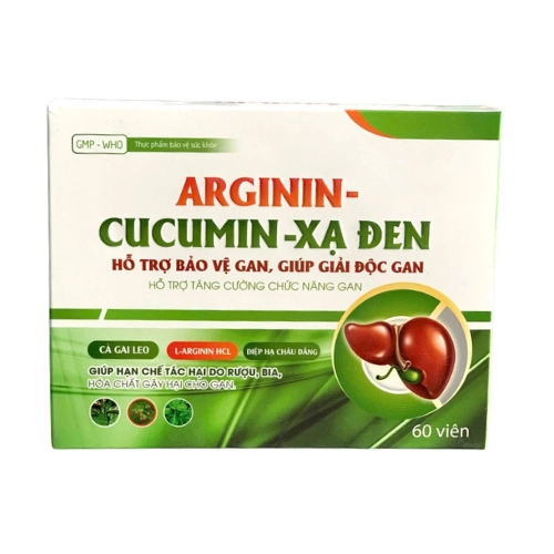 Hỗ trợ tăng cường chức năng gan ARGININ - CUCUMIN - XẠ ĐEN hộp 60 viên