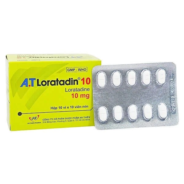 Thuốc chống dị ứng A.T Loratadin 10mg hộp 10 vỉ x 10 viên nén