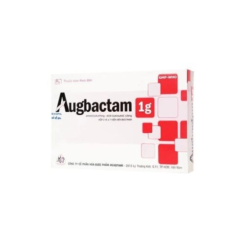 Thuốc hỗ trợ điều trị nhiễm khuẩn đường hô hấp Augbactam 1g Mekophar hộp 2 vỉ x 7 viên