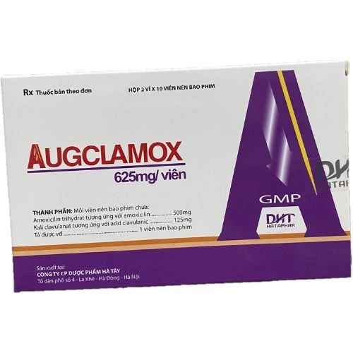 Thuốc kháng sinh Augclamox 625mg hộp 2 vỉ x 10 viên