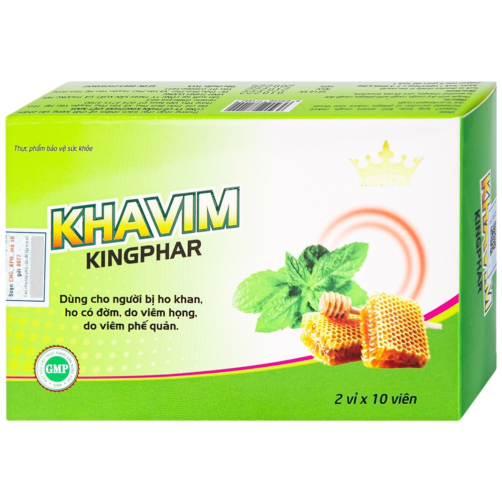 Dùng cho người bị ho khan, ho có đờm Khavim Kingphar hộp 2 vỉ x 10 viên