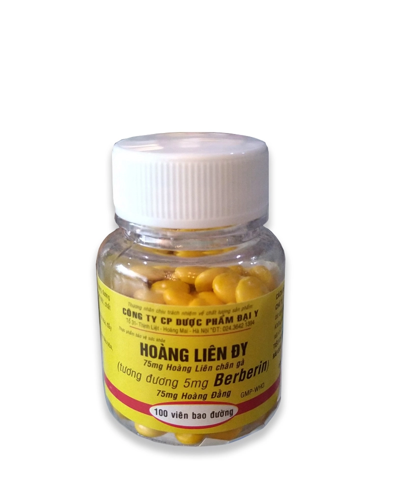Thực phẩm bảo vệ sức khỏe HOÀNG LIÊN ĐY (Berberin) lọ 100 viên bao đường