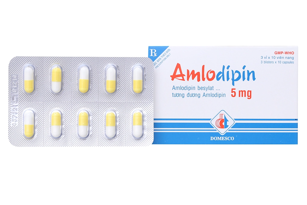 Thuốc trị cao huyết áp Amlodipin 5mg (DOMESCO) hộp 30 viên