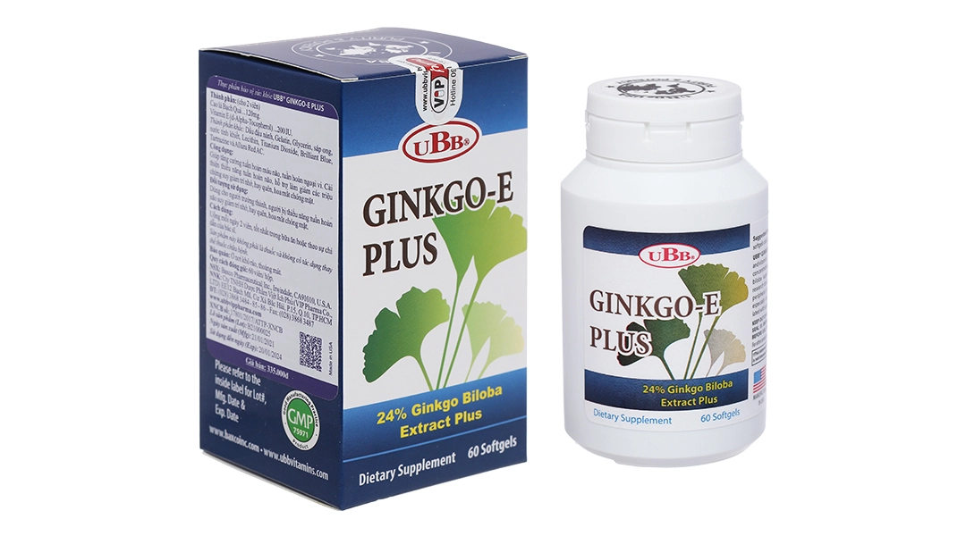 Hỗ trợ tăng cường tuần hoàn máu não GINKGO-E PLUS chai 60 viên