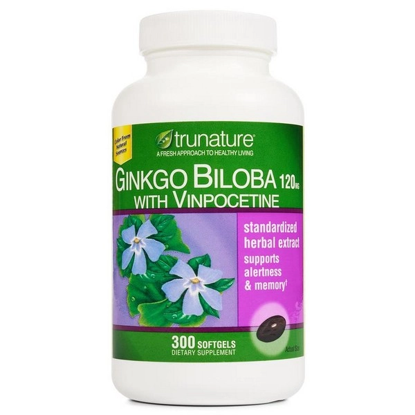 Viên uống bổ não GINKGO BILOBA WITH VINPOCETINE 120mg Trunature lọ 300 viên