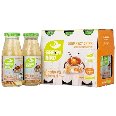 Giúp bổ sung dưỡng chất tốt cho sức khỏe nước Yến Sào và Đông Trùng Hạ Thảo Greenbird lốc 6 chai x 185ml