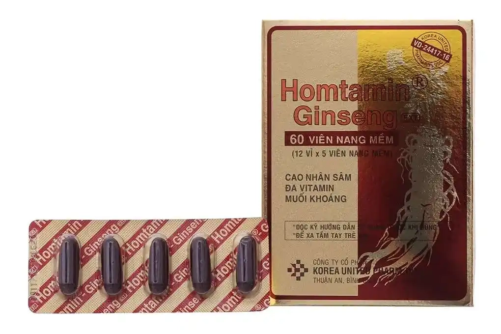 Thuốc bổ cung cấp vitamin, khoáng chất Homtamin Ginseng hộp 12 vỉ x 5 viên