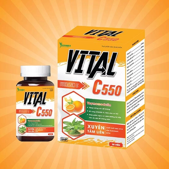 Bổ sung vitamin C, thymomodulin, nâng cao đề kháng
 VITAL C550 hộp 1 lọ 30 viên