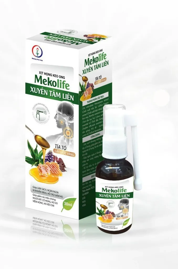 Xịt họng keo ong Mekolife Xuyên Tâm Liên hộp 1 chai 30ml