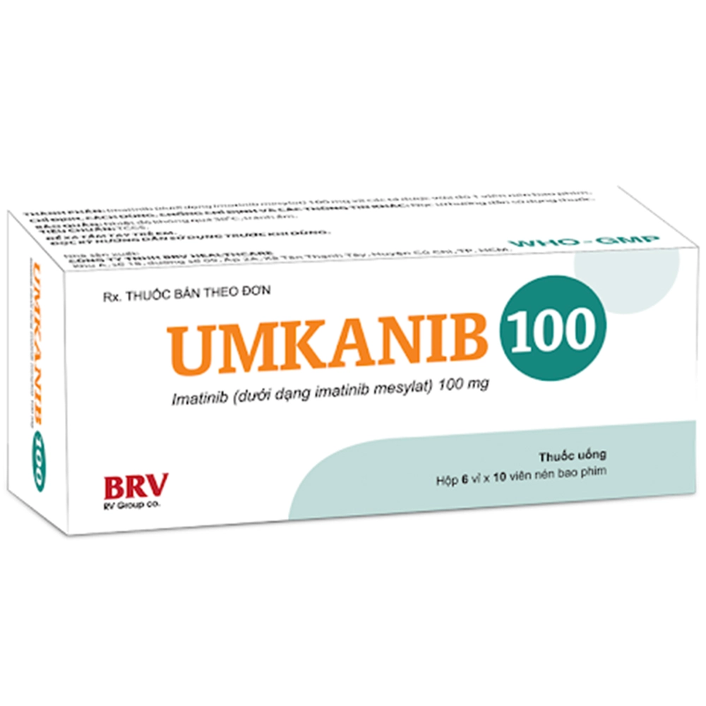 Điều trị bệnh bạch cầu tủy mạn tính Umkanib 100mg BRV hộp 2 vỉ x 10 viên