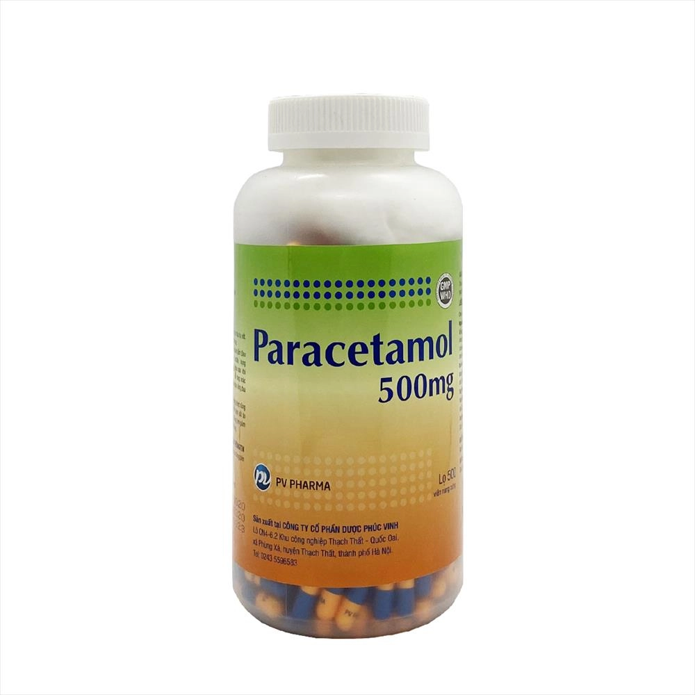 Thuốc giảm đau, hạ sốt Paracetamol 500mg (Dược Phúc Vinh) lọ 500 viên