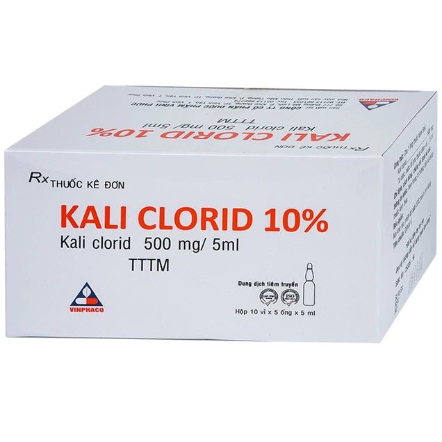 Điều trị và phòng chứng giảm Kali huyết Kali Clorid 10% Vinphaco hộp 10 vỉ x 5 ống x 5ml