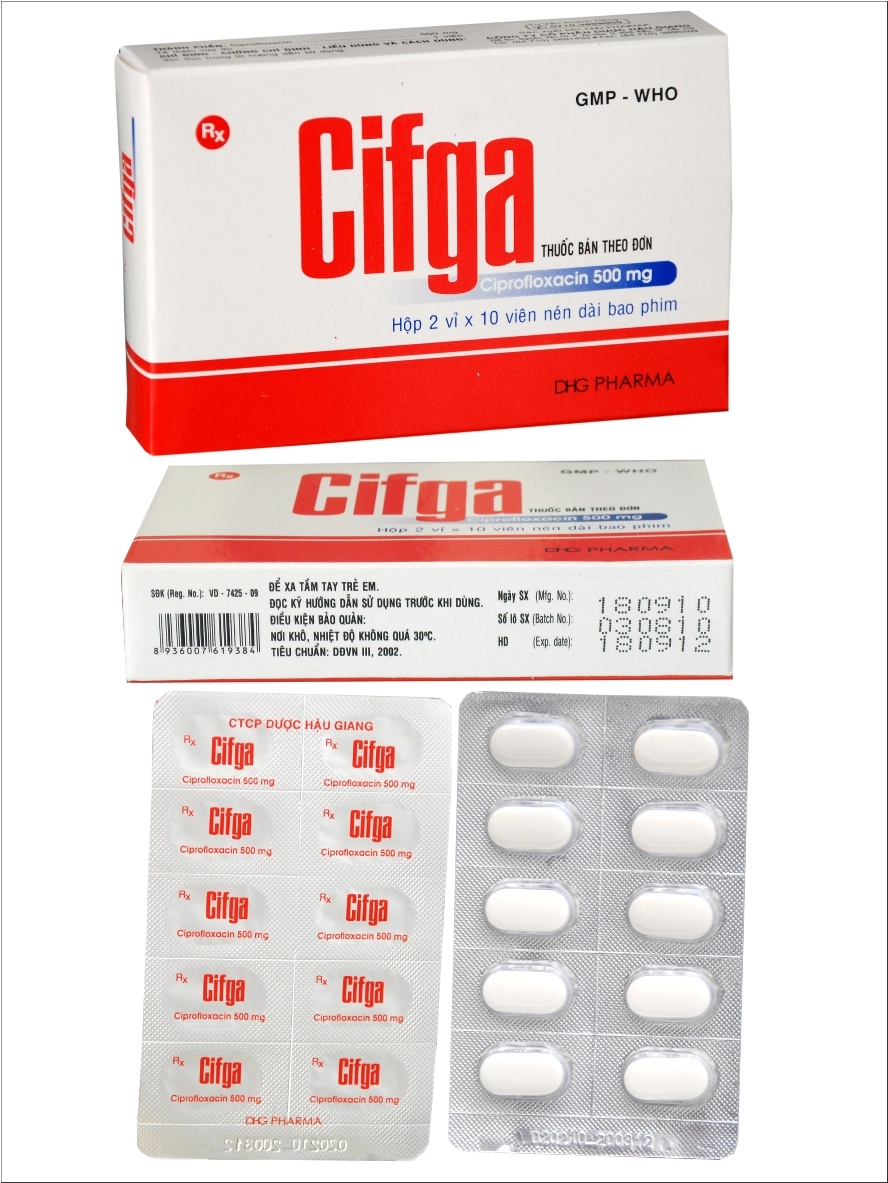 Thuốc kháng sinh Cifga hộp 20 viên