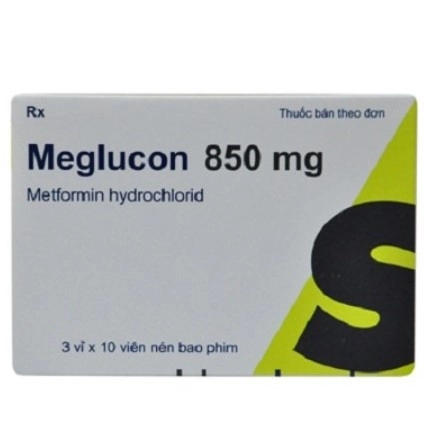 Điều trị đái tháo đường tuýp 2 Meglucon 850mg hộp 3 vỉ x 10 viên