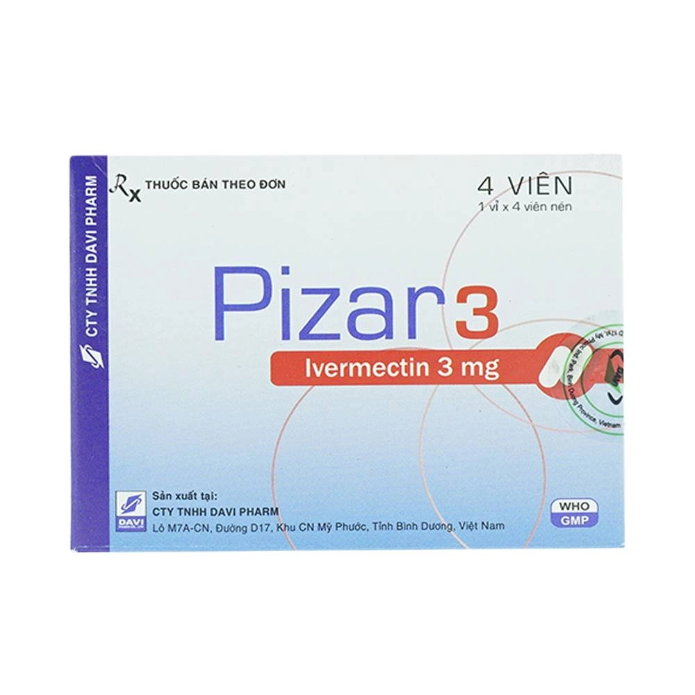 Thuốc trị giun sán Pizar 3 hộp 4 viên