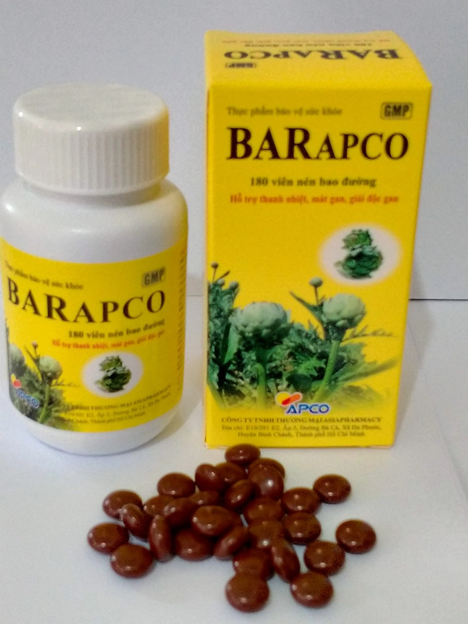 Hỗ trợ thanh nhiệt, mát gan, giải độc gan  BAR APCO hộp 180 viên nén bao đường