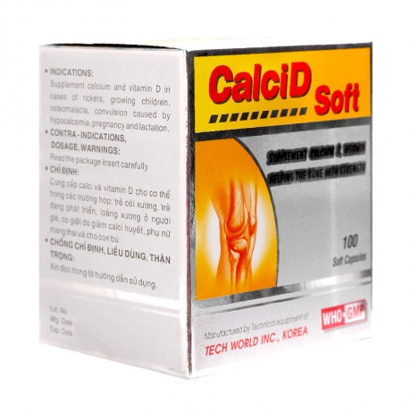 Viên uống bổ sung Canxi CalciD Soft hộp 100 viên