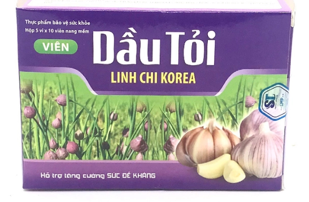 Hỗ trợ tăng cường sức đề kháng Dầu Tỏi Linh Chi Korea hộp 5 vỉ x 10 viên