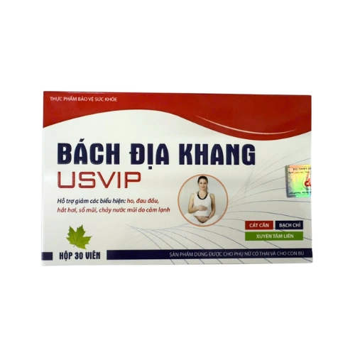 Thực phẩm hỗ trợ cảm lạnh Bách Địa Khang USVIP hộp 3 vỉ x 10 viên