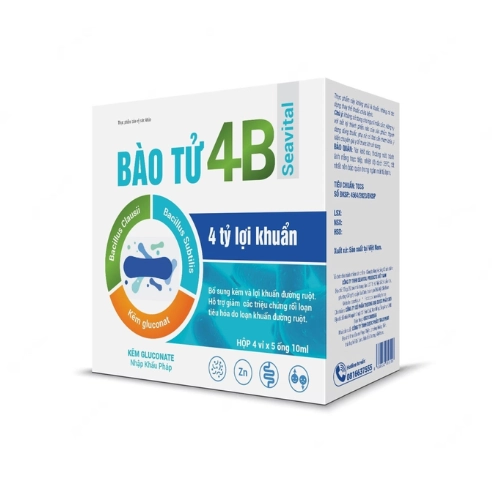 Hỗ trợ bổ sung lợi khuẩn giúp tiêu hoá tốt BÀO TỬ 4B Seavital hộp 4 vỉ x 5 ống 10ml