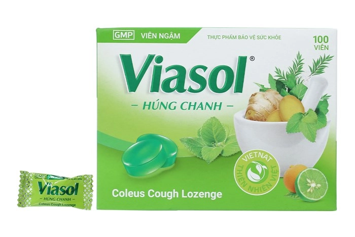 Viên ngậm giảm ho Viasol Húng Chanh hộp 100 viên